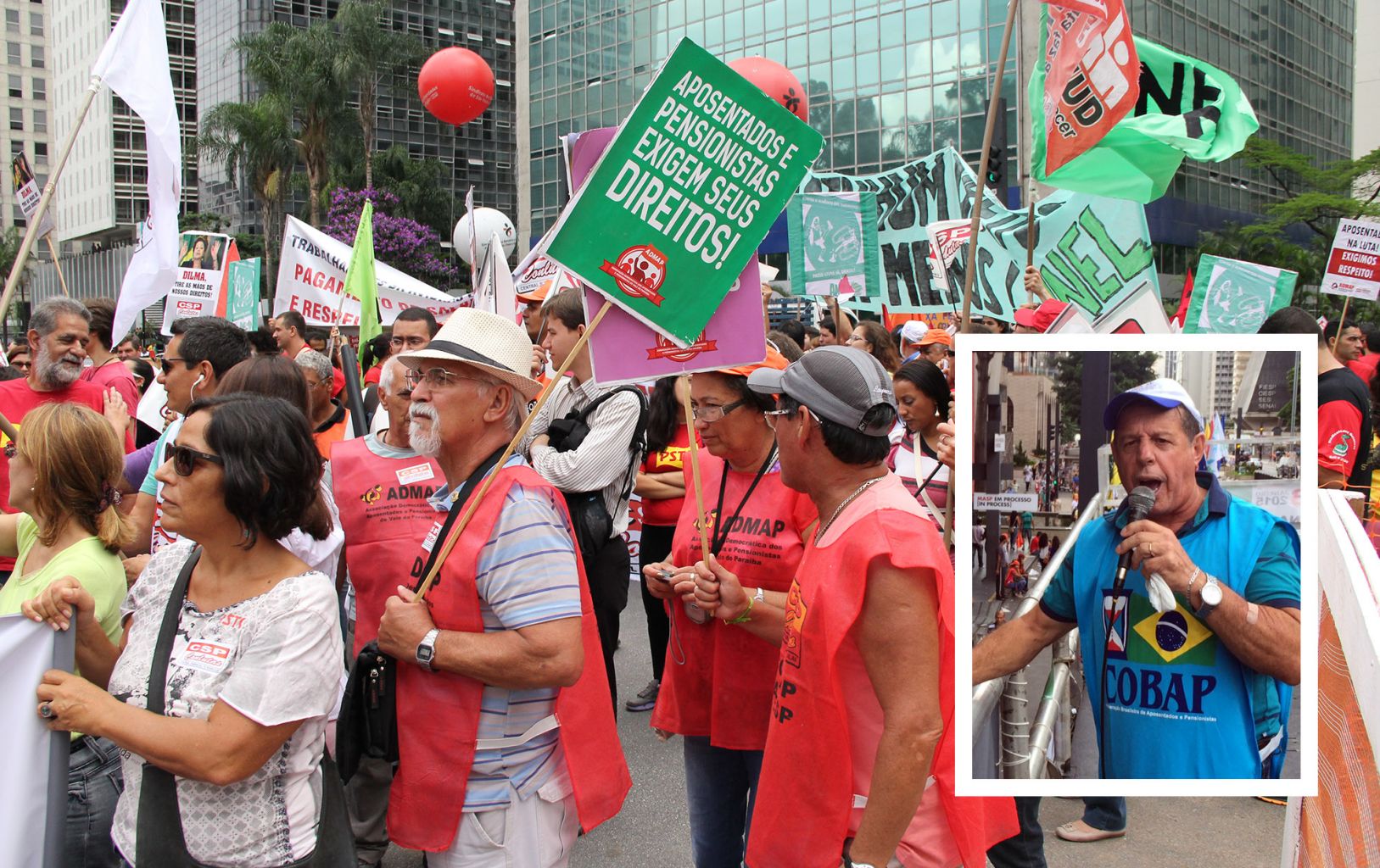 Aposentados marcam presença em ato contra ataques do governo Dilma