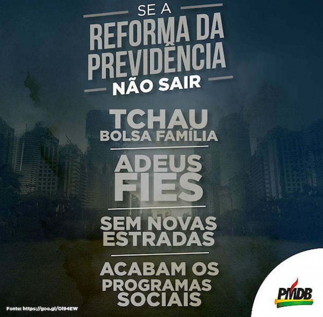 Partido de Temer faz terrorismo com os pobres pela reforma da Previdência